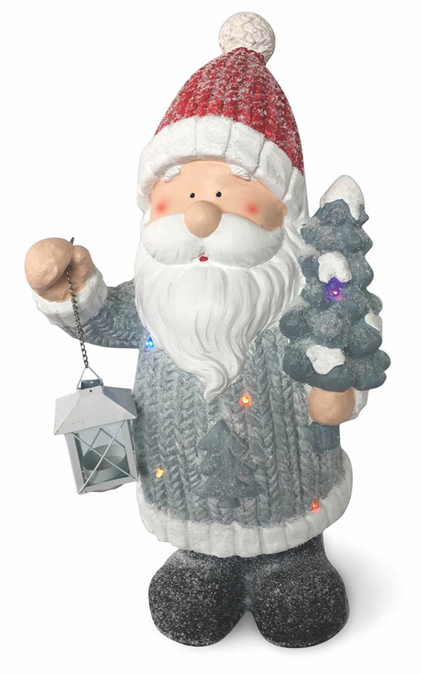 Pupazzo Babbo Natale Luminoso 5 Led in Magnesia H58 cm Soriani Grigio sconto