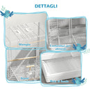 Voliera Gabbia per Uccelli 61x36,5x98 cm con Vassoio Estraibile e Posatoi per Pappagalli in Acciaio Bianco      