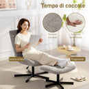 Poltrona Reclinabile su 4 Livelli 66x80x93-104 cm Effetto Velluto con Poggiapiedi Indipendente Grigio      