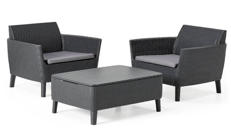 Set Tavolino e 2 Poltrone da Giardino Effetto Rattan Keter Salemo ...