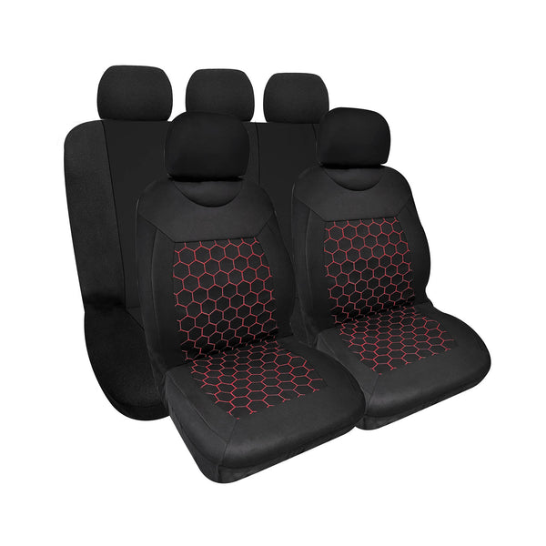 Set Coprisedili Anteriori e Posteriori Universali in Poliestere e Spugna Dublin Nero/Rosso online