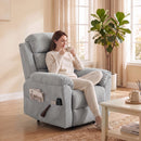 Poltrona Massaggiante e Riscaldante Reclinabile Manualmente a 135° 87x95x109 cm in Ciniglia Grigio Chiaro      