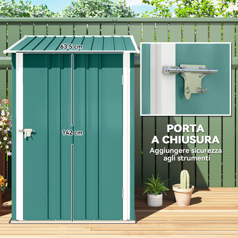 Casetta Box da Giardino Porta Attrezzi 100x103x160 cm in Acciaio Galvanizzato Verde  