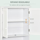 Pensile Mobile Bagno Sospeso con Armadietto a 2 Ante e Ripiano Aperto 60x20x70,5 cm in MDF Bianco 