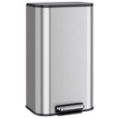 Pattumiera da Cucina 30 L 36,5x29,3x60,9 cm con Chiusura Ammortizzata e Secchio Rimovibile in Acciaio Inox e PP Argento      