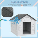 Casetta per Cani da Esterno 84,2x98,2x82 cm con Tetto Inclinato in PP Impermeabile Grigio  