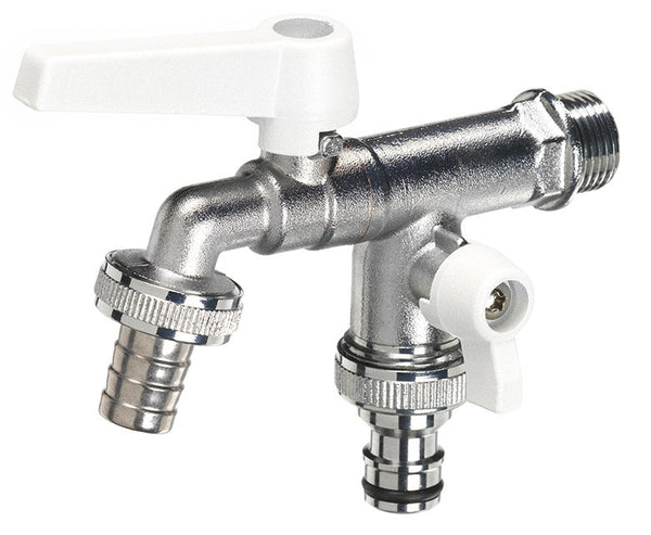 acquista Rubinetto a Sfera Doppio per Fontana da Giardino con Leve Colorate Belfer RUB/027 Bianco