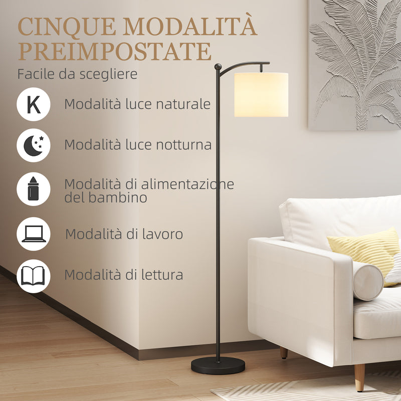 Lampada da Terra LED Dimmerabile con 5 Modalità Preimpostate 54,3x30,6x159,6 cm con Telecomando e Timer 60 Minuti in Metallo Nero   