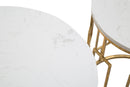 Tavolinetto Cube Coppia Ø46x55-39x48 cm in Ferro e Marmo Oro e Bianco