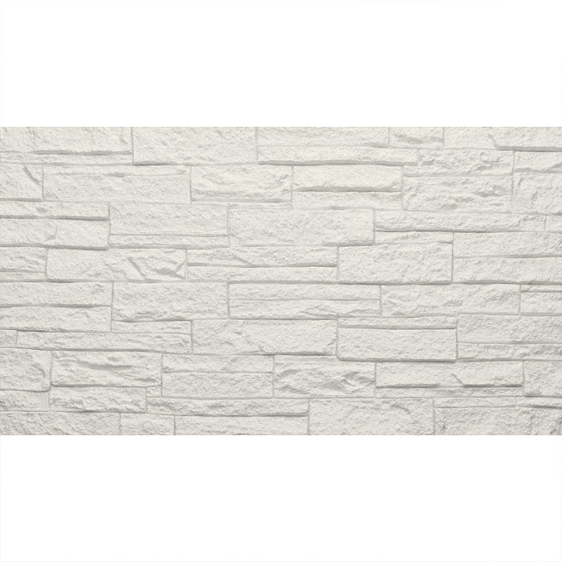 Set 12 Pannelli Decorativi Area 8,6 mq 120x60x2,5 cm Rivestimento Murale Effetto Mattoni in Pietra 3D in PU Quarzite Bianco