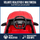 Macchina Elettrica per Bambini Licenza Audi RS 3 Sportback 12V Sedili in Pelle e Telecomando Rosso
