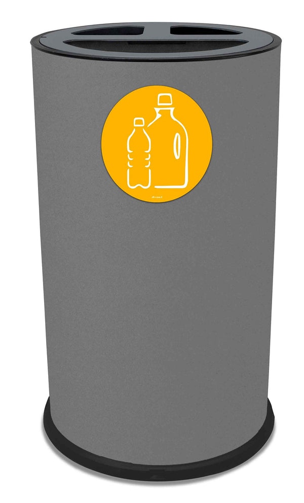 Pattumiera Per Raccolta Differenziata Ø 35x50 cm In Acciaio Verniciato 3 Scomparti Grigio acquista