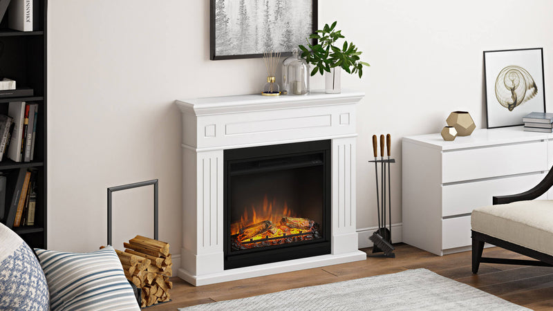 Camino Elettrico da Pavimento Effetto Fiamma 1500W Tagu Larsen Bianco