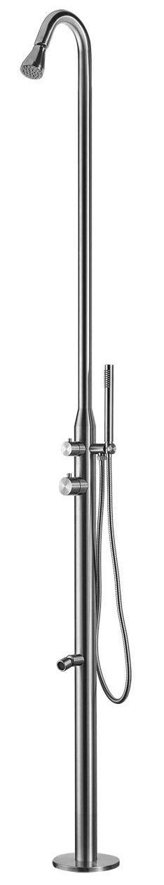 sconto Doccia da Giardino 228x18x17,5 cm con Soffione Lavapiedi e Doccetta Sined Stintino Inox