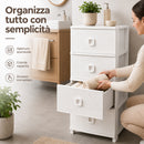 Cassettiera 37x37,5x80 cm Pratika Kool Multiuso con 4 Cassetti in Plastica Bianco      