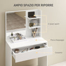 Consolle Trucco 75x40x137 cm con Sgabello e Ripiani a Giorno Bianco   