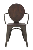 Set 2 Sedie 54x51x83 cm Harlem in Ferro e Legno Naturale e Grigio
