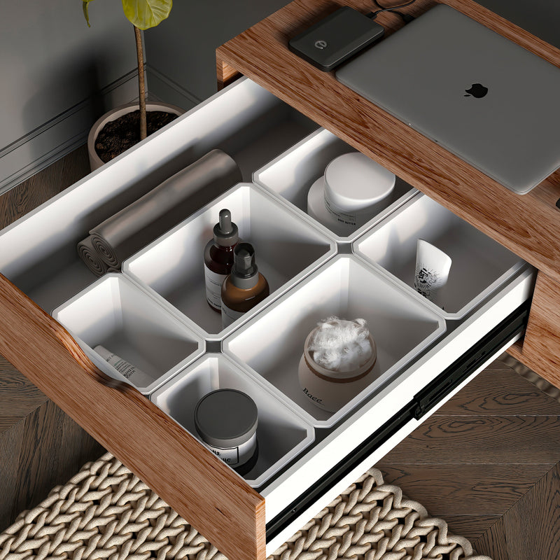 Contenitori Organizer Cassetti da Bagno 6 Cubi in Tecnoplastica Emuca Tidy Bianca