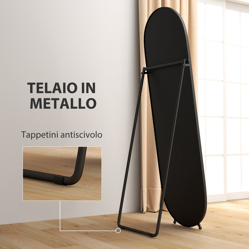 Specchio a Figura Intera da Terra 40x41x159 cm in Vetro e Metallo Nero   