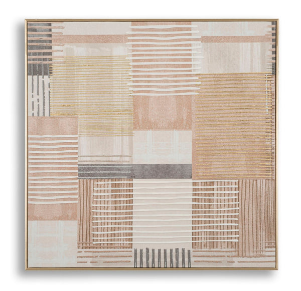 sconto Stampa Dipinta su Tela Lignes con Cornice 60x3x60 cm in Pino e Tela e Plastica