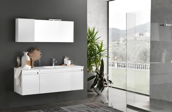 sconto Mobile Bagno Sospeso 136cm TFT Bali Bianco Cromato