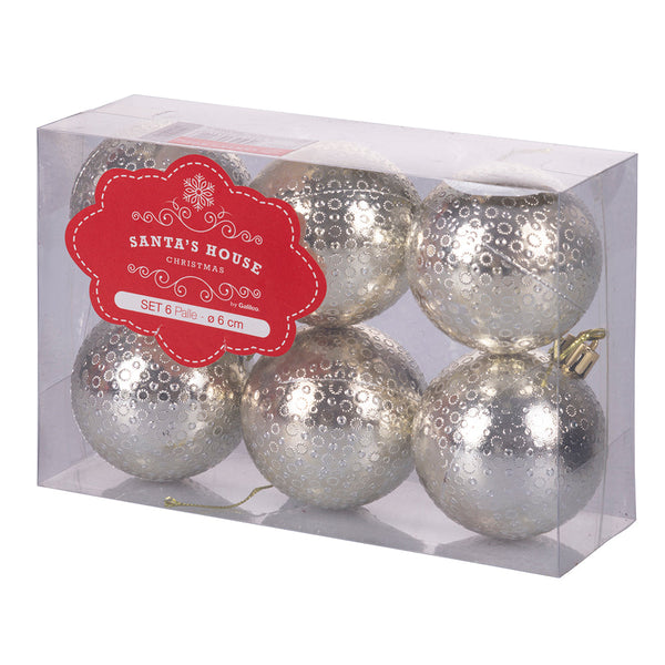 Set 6 Palle di Natale Ø6 cm in Plastica Oro sconto