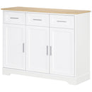 Credenza Moderna 3 Cassetti e 3 Ante 101x39x82 cm in MDF e Truciolato Bianco