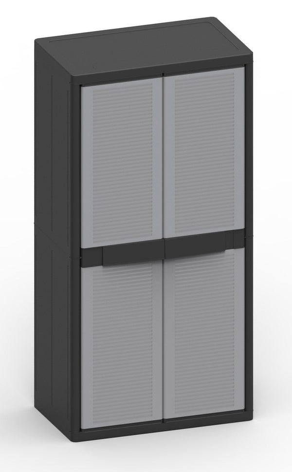acquista Armadio Modulare da Esterno 89,7x53,7x180 cm 2 Ante 3 Ripiani in Polipropilene Jumbo Cab Grigio e Nero