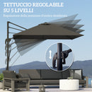 Ombrellone da Giardino a Braccio 244x244x255 cm Girevole a 360° Grigio Scuro  
