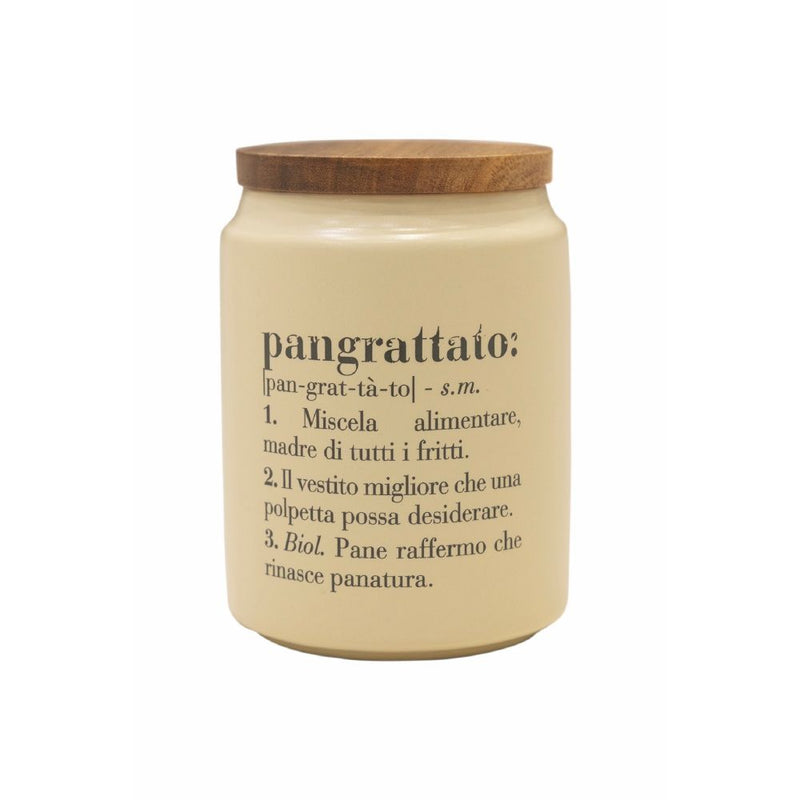 Barattolo pangrattato con coperchio bamboo 800 ml in Gres VdE Tivoli 1996 Crema