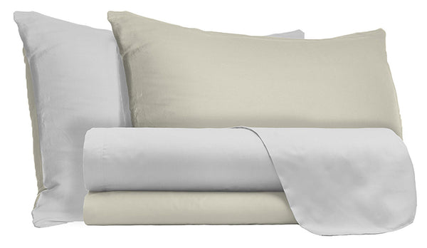 prezzo Set Lenzuola Sopra Sotto e Federe Doubleface Grigio Chiaro\/Panna Varie Misure