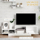 Mobile TV con Armadietto e Mensola a Muro  150x31,5x40 cm in Legno Bianco