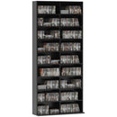 Libreria Porta CD e DVD 78,5x24x175 cm con 14 Ripiani Regolabili Nero   