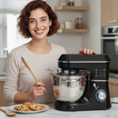 Impastatrice Planetaria 1400W con Ciotola 7L e 6 Velocità Gancio Impastatore Frusta e Sbattitore Nero      