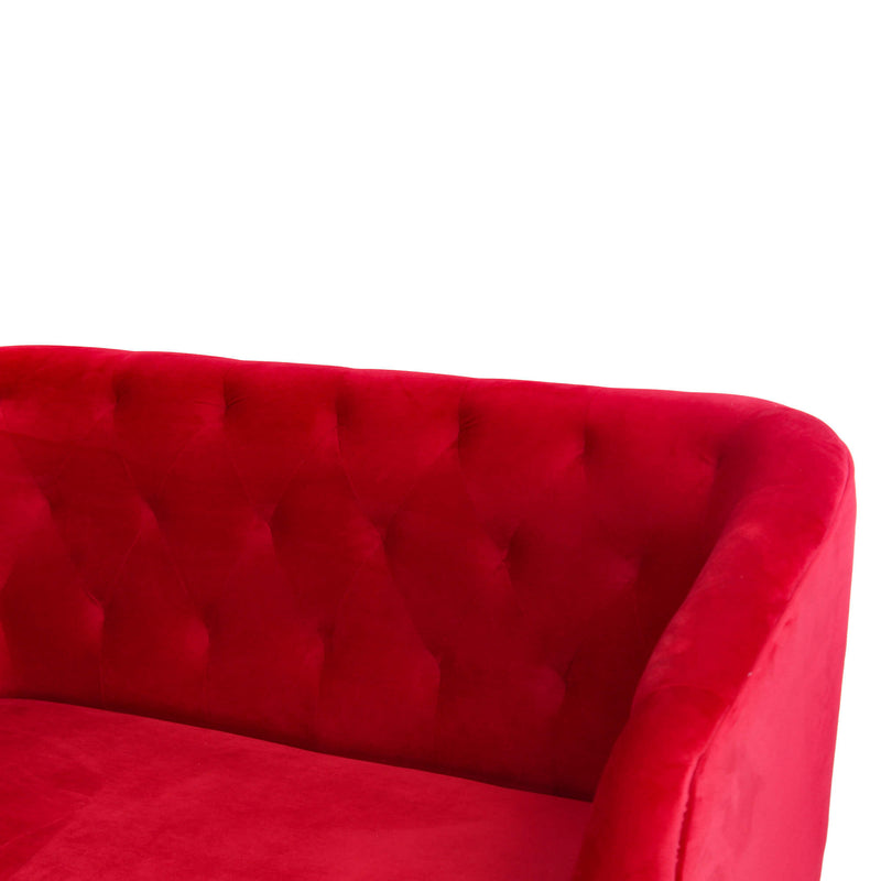 Divano 2 Posti 135x82 cm in Velluto Rubino