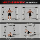Lat Machine 245x85x207 cm con Pulegge Regolabili Stazione a Cavi con Pulldown 4 Maniglie e Carico Pesi Regolabile in Acciaio      