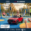 Macchina Elettrica per Bambini Licenza Audi RS 3 Sportback 12V Sedili in Pelle e Telecomando Rosso