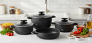 Batteria di Pentole 7 Pezzi in Alluminio Pressofuso Antiaderente Olympia Hard Cook