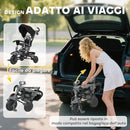 Triciclo per Bambini 6 in 1 111,5x52x98 cm Pieghevole con Sedile Girevole Nero   