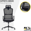 Sedia Direzionale da Ufficio 62x64x118/133 cm Ergonomica con Poggiabraccia Regolabili Nera