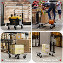 Carrello Portapacchi Pieghevole con Pedana Estensibile Capacità 150 kg in Metallo e Alluminio Argento      