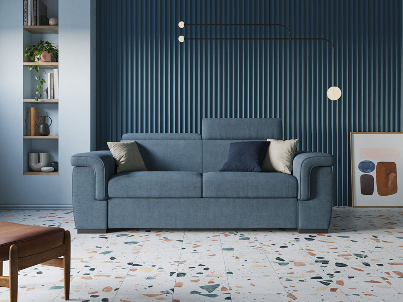 Divano Letto Posti 220x100x95 cm in Tessuto Grigio Chiaro