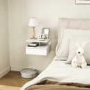 Comodino Sospeso per Camera da Letto 35x32x22,5 cm con Cassetto in Legno Bianco  