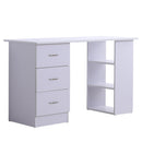 Scrivania da Ufficio con 3 Cassetti e Ripiani in Legno Bianco 120x49x72 cm 