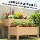Letto per Orto Rialzato 119,5x102x76,5cm a 2 Livelli con Ripiani in Legno Marrone      