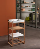 Scaffale 3 Ripiani con Cassetto in Bambù 45x35x75cm TFT Accessories Bianco Marrone