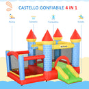 Castello Giostra Gonfiabile 300x275x210 cm con Scivolo Piscina Canestro e Pompa Multicolor