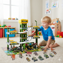 Garage GiocattoloMultilivello per Bambini con Dinosauri e Auto 5 Piani Multicolore