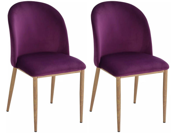 prezzo Set 2 Sedie imbottite in Velluto e Metallo Viola
