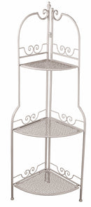 Portapiante Angolare 3 Ripiani da Esterno in Ferro Battuto Soriani Bianco